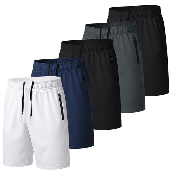 RPOVIG 5 Pack Men's Athletic Gym Shorts Running Quick Dry Workout Short Elasticated Waistband with Pockets