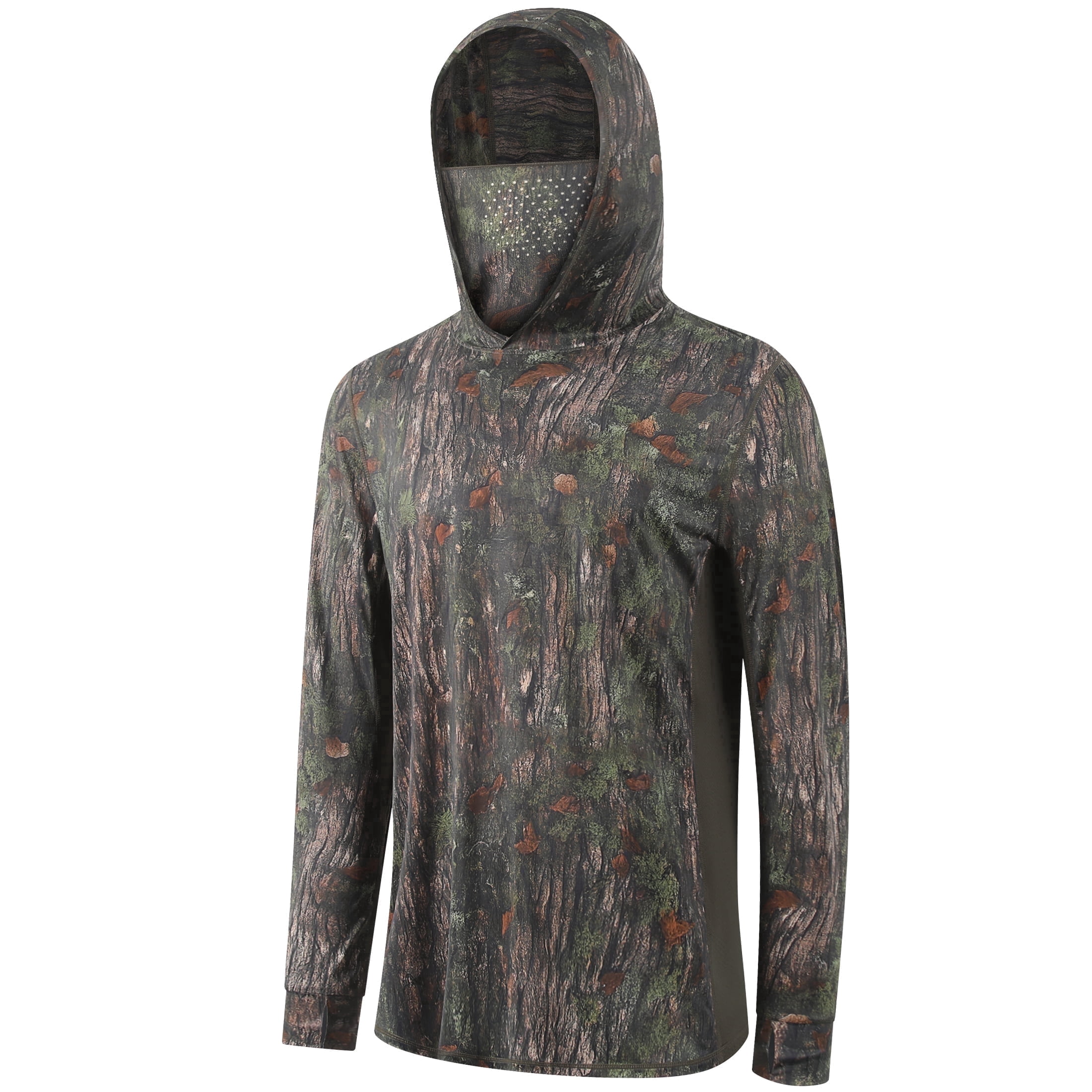 RPOVIG Camo Hunting Long-Sleeve Hooded Sweatshirt for Men UPF 50+ Fishing Hiking Camp Shirt,S-3XL