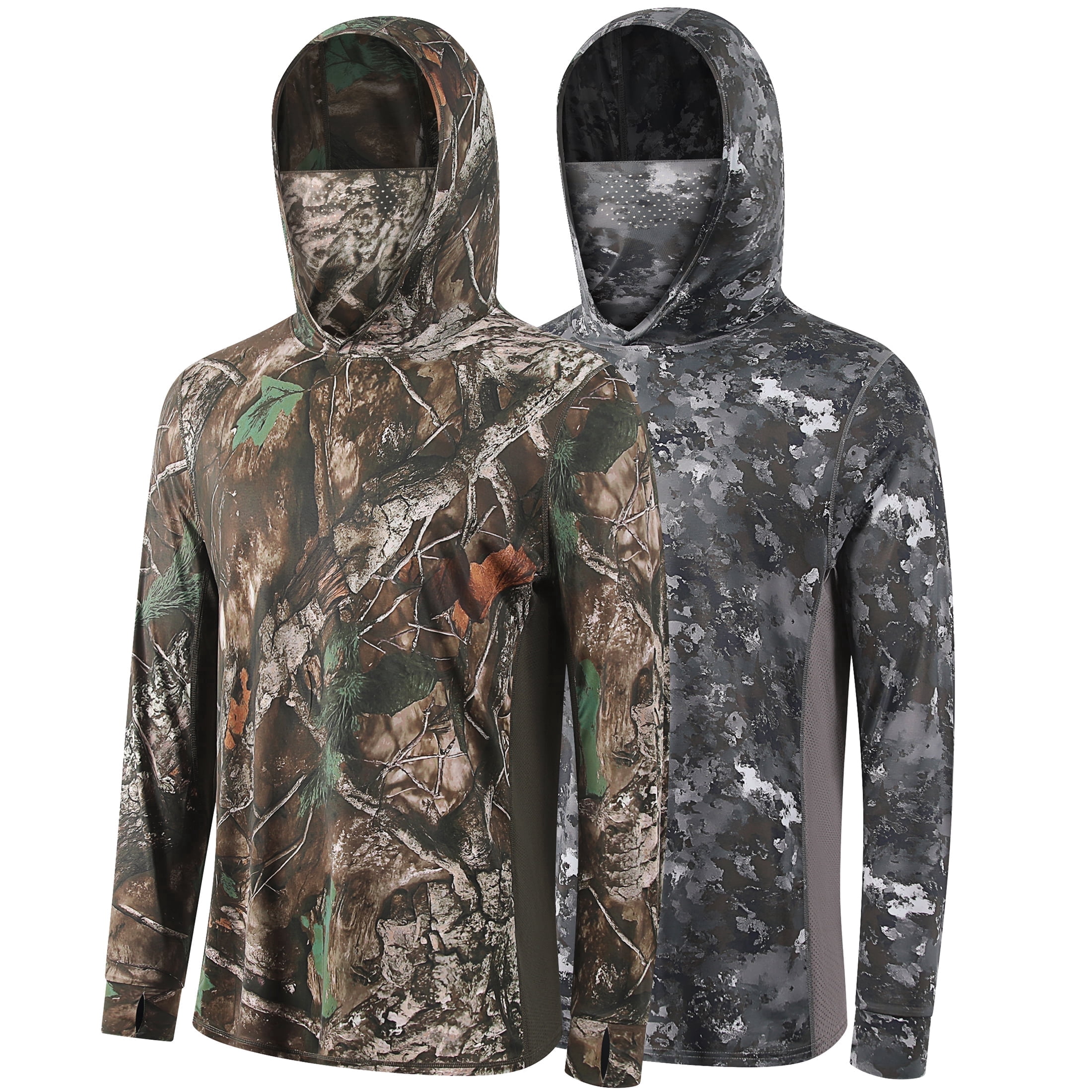RPOVIG Camo Hunting Long-Sleeve Hooded Sweatshirt for Men UPF 50+ Fishing Hiking Camp Shirt,S-3XL