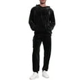 thumbnail image 1 of RPOVIG Men's 2 Piece Velvet Tracksuit Hoodie Drawstring Sweatsuit Sets Casual Outfits, 1 of 7