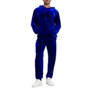 RPOVIG Men's 2 Piece Velvet Tracksuit Hoodie Drawstring Sweatsuit Sets Casual Outfits