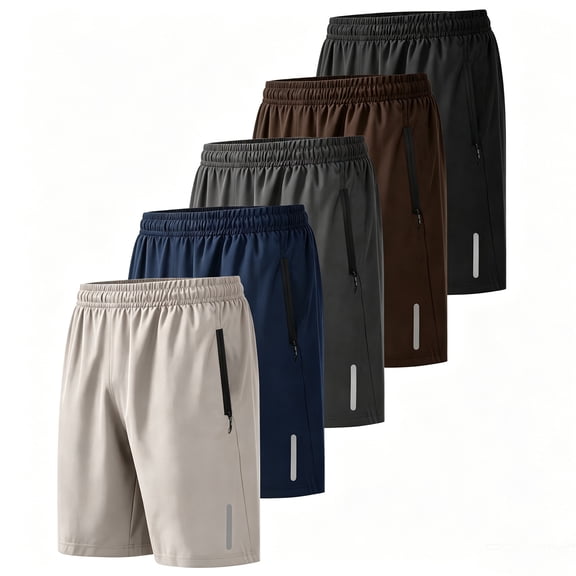 RPOVIG Men's Athletic Shorts Sets Workout Gym Basketball casual Quick Dry with Zipper Pocket 5 Pack,S-3XL