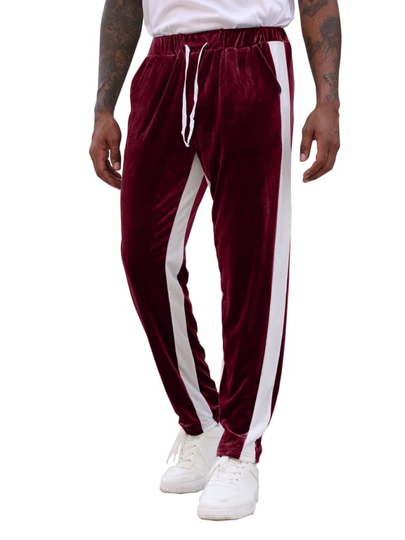 Men's Velour Sweatpants Fleece Velvet Jogger Gym Yoga Fashion Pants Athletic Casual with Pocket Drawstring
