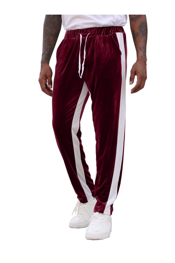 Men's Velour Sweatpants Fleece Velvet Jogger Gym Yoga Fashion Pants Athletic Casual with Pocket Drawstring