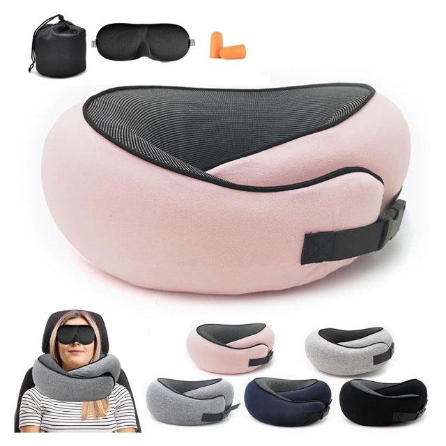 RPQZ 2024 Memory Foam Neck Pillow 360 Degree Neck Support Travel