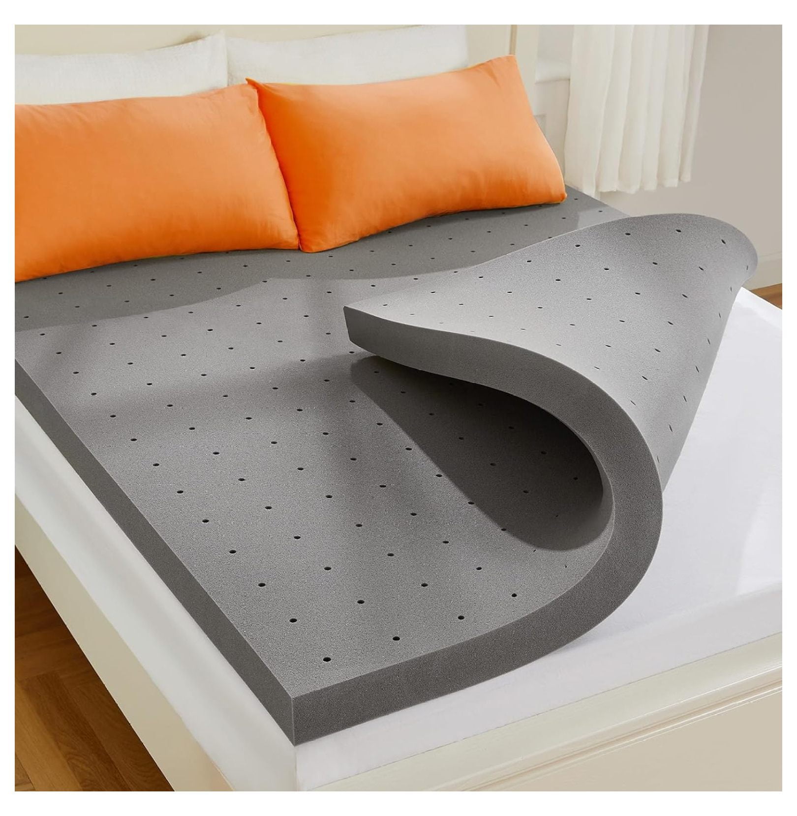 RPQZ 3 Inch Mattress Topper King, Memory Foam Mattress Topper for Cooling Sleep, Bamboo Charcoal