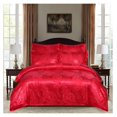 RPQZ Floral Jacquard Duvet Cover Set King Size 3 Piece Luxury Silk Like