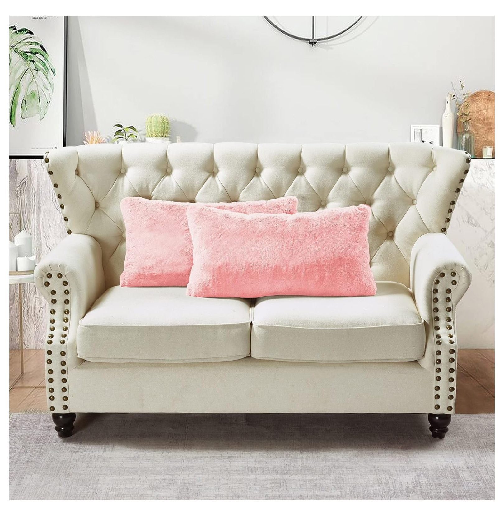 Rose Quartz Faux Fur Embroidered Euro Pillow Cover