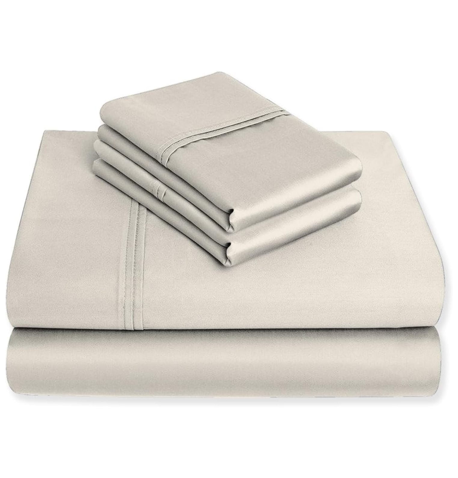 RPQZ Organic 100 Cotton Ecru Sheet Set, 300 Thread Count Percale Weave