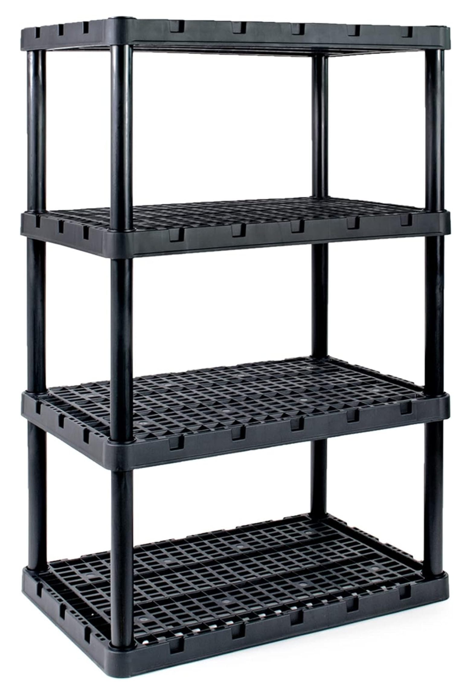 Black Plastic 4-Shelf Interlocking Storage Unit