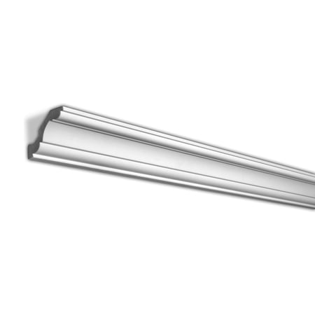 Outwater 3-1/2 in. Face x 2-1/2 in. H x 2-1/2 in. Proj. x 8 ft. Primed White Crown Moulding, High Density Polystyrene, 6-Pack, 48 Linear Feet