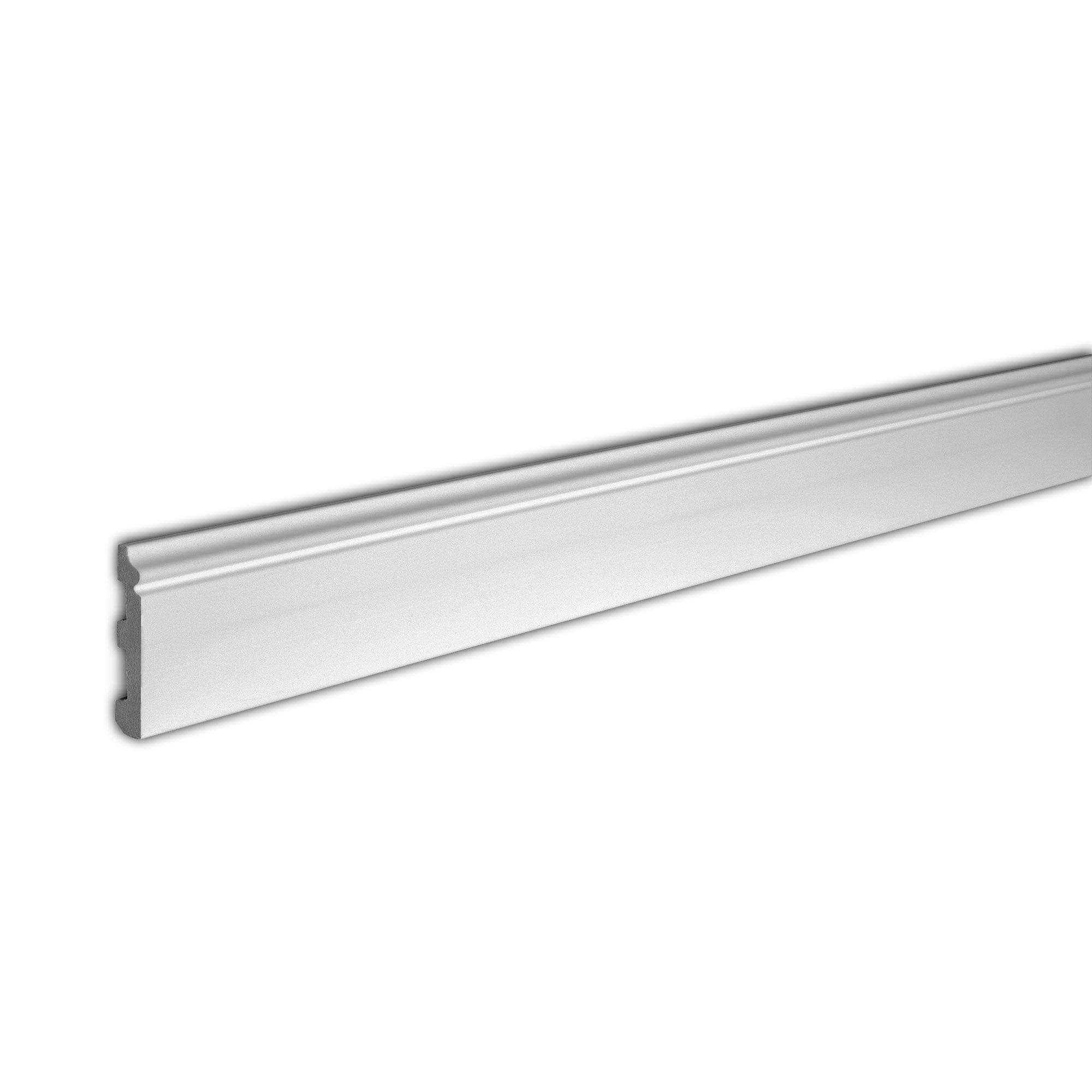 Modern Primed White Polystyrene Baseboard Moulding 8-ft Pack of 6