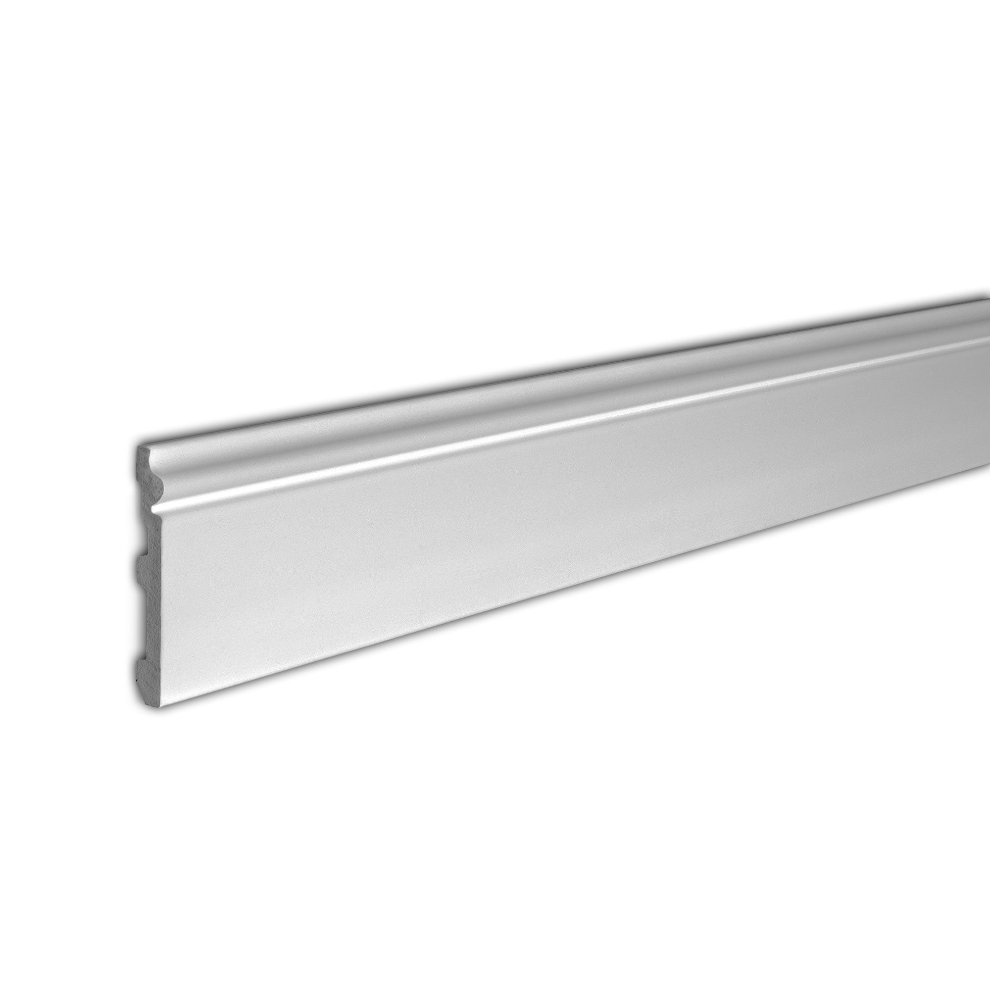 Primed White Polystyrene Modern Baseboard Moulding 4.75" x 8'