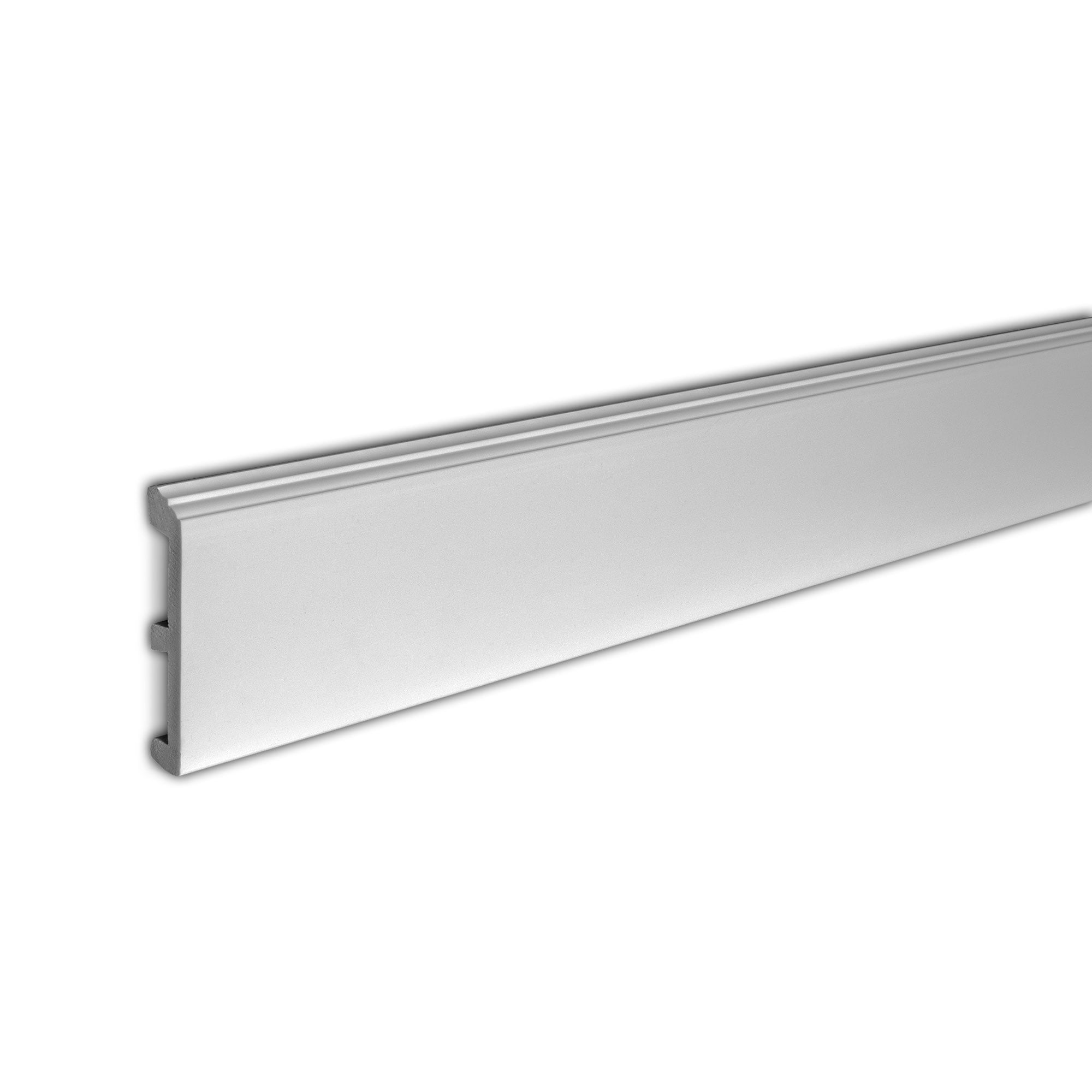 Modern Primed White Polystyrene Baseboard Moulding, 4-3/4" x 8'