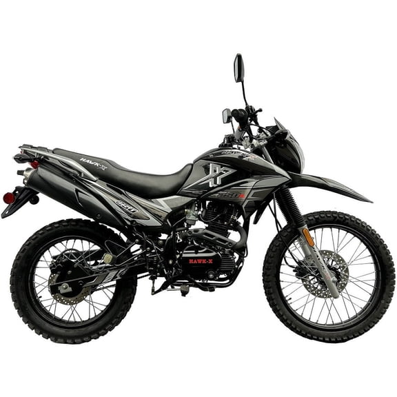 HHH Upgraded HAWK-X Hawk X 250 EFI Gasoline 223cc Street Motorcycle Dirt Bike ( Black )