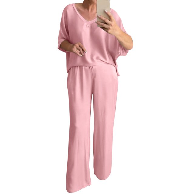 RPVATI 2Piece Set with Oversized VNeck, Women Summer Loose Short