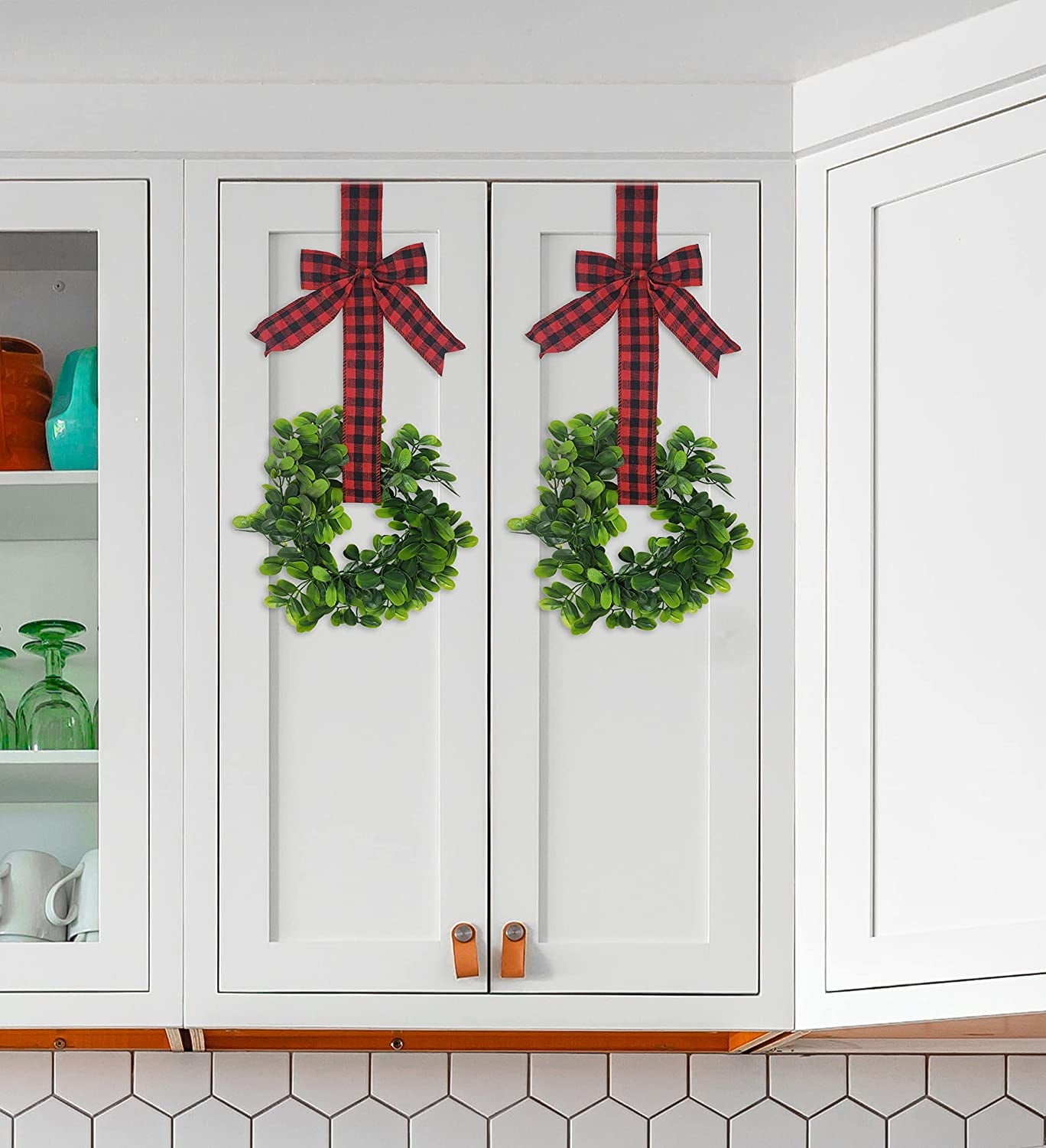 RPVATI 2Pcs Mini Christmas Wreaths Wreaths Small Green Hanging