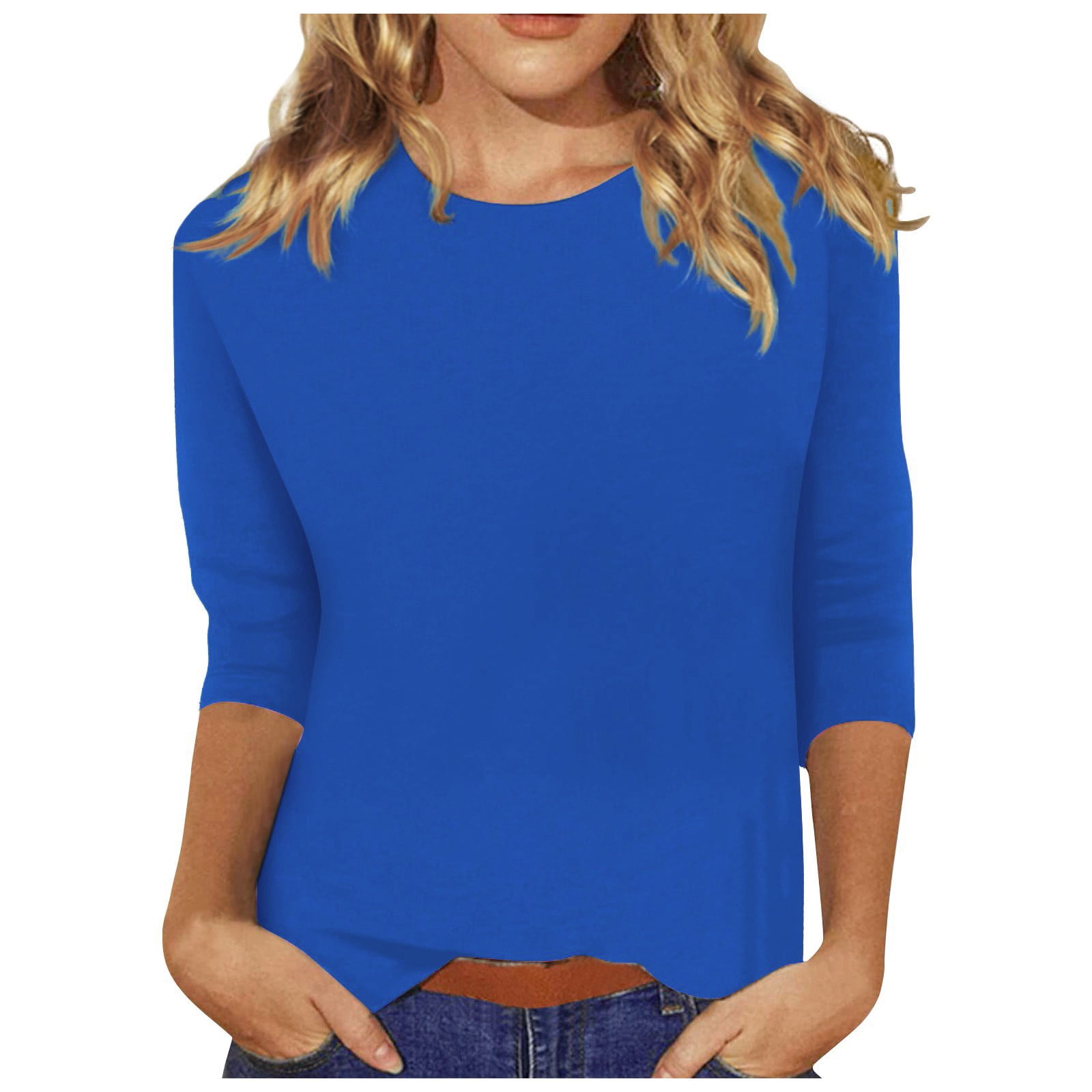 Women's 3/4 Sleeve Striped T-Shirt – Square Neck Loose Fit Tunic Top | Plus Size Summer Blouse - View #8