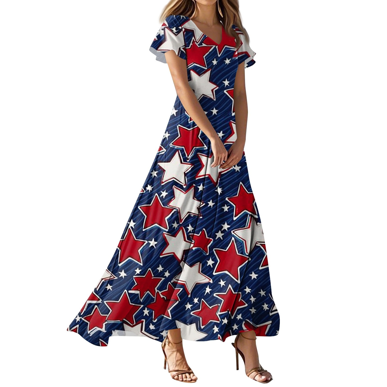 RPVATI 4th Of July formal Midi Dresses for Women Casual Short Sleeve ...