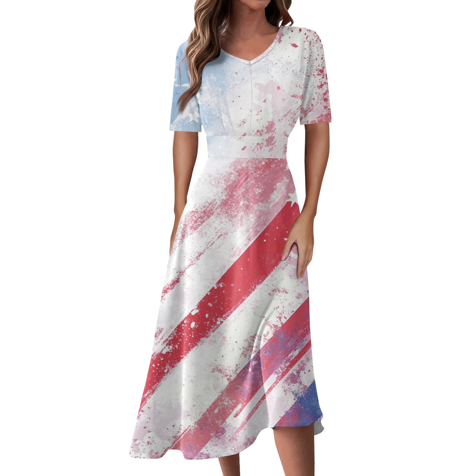 RPVATI 4th of July summer cocktail dresses for women Casual Wrap Short ...