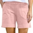 thumbnail image 1 of RPVATI 7 Inch Cotton Shorts Women Trendy High Waisted Loose Fit Wide Leg Shorts Summer Casual Walking Athletic Beach Shorts with Pockets Gym Vacation Pink 3XL, 1 of 6