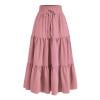 RPVATI Beach Skirts for Women Midi Boho Drawstring Summer Elastic Waist A Line Skirt Floral Tiered Casual Flowy Pleated Trendy Skirt Pink S