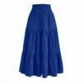 thumbnail image 1 of RPVATI Black Skirts for Women Below Knee Length Boho Summer Drawstring High Waisted Long Skirt Floral Tiered Lightweight Pleated Casual Flowy A Line Skirts Royal Blue S, 1 of 9