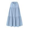 RPVATI Blue Skirt Women Plus Size Elastic Waist Summer Tiered Linen Midi Skirt Boho Drawstring Ruffled Flowy Pleated Comfy Skirts Blue S