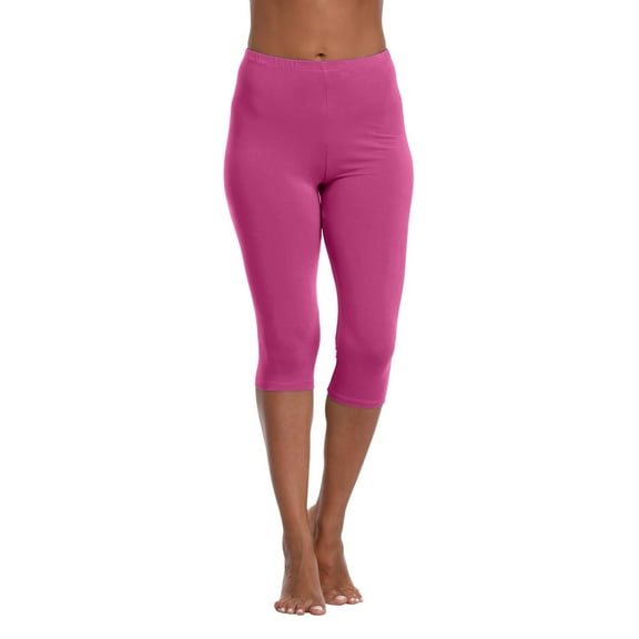 RPVATI Capri Leggings for Women Tummy Control High Waisted Knee Length Yoga Pants Casual Slimming Crop Leggings Hot Pink S