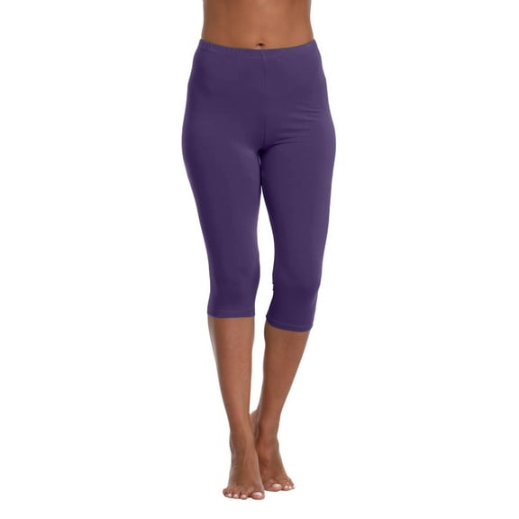 RPVATI Capri Leggings for Women for Work Lounge Tummy Control High Waisted Slimming Yoga Pants Soft Workout Crop Leggings Purple M