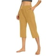 thumbnail image 1 of RPVATI Capri Pants for Women, Summer Casual Pull On Womens Capris with Pockets, Women's Casual Pants & Capris, Ladies Capris Khaki XXL, 1 of 7