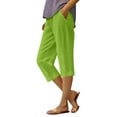 thumbnail image 1 of RPVATI Cargo Capris for Women With Pockets Cotton Linen Summer Casual High Waist Capri Pants 2025 Straight Leg Plus Size Beach Cropped Pants Green XL, 1 of 2