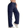 thumbnail image 1 of RPVATI Cargo Pants Women Petite High Waisted Baggy Wide Leg Pants Streetwear Fashion Lightweight Hiking Cargo Pants Casual Stretchy Plus Size Trousers with Pockets Navy XXL, 1 of 8