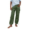 thumbnail image 1 of RPVATI Cargo Pants for Women Baggy Parachute Pants Y2K Wide Leg Drawstring Elastic Low Waist 2025 Trendy with Pockets Green L, 1 of 5