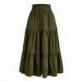 thumbnail image 1 of RPVATI Casual Skirts for Women Summer Floral Boho Tiered Elastic Waist Skirts Drawstring Casual Pleated Plus Size Flowy Maxi Skirt Army Green S, 1 of 9