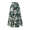 RPVATI Casual Womens Skirts Long Floral Summer Elastic High Waisted Drawstring Skirt Boho Tiered Comfy Plus Size Pleated Flowy Maxi Skirts Green S