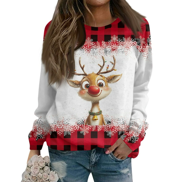 Fashion Christmas Deer Printing Long Sleeve Sweaters Fashion Christmas Deer Printing Long Sleeve Sweaters