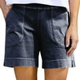thumbnail image 1 of RPVATI Cotton Elastic Waist Shorts Women Casual High Waisted Vacation Chino Shorts Loose Fit Summer Walking Gym Beach Shorts with Pockets Running Workout Navy S, 1 of 7