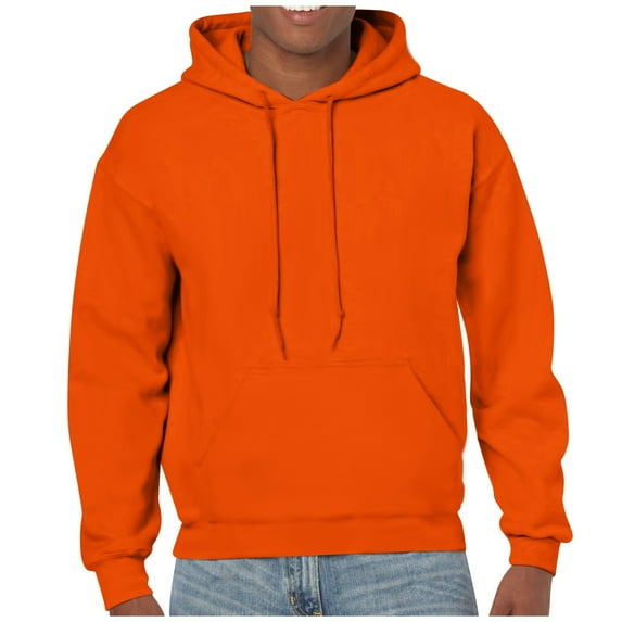 RPVATI Mens Sweatshirts Hoodies Long Sleeve Lightweight Sweatshirt Running Hooded Solid Color Pullover Gym Drawstring Athletic Clothes Orange M