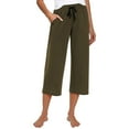 thumbnail image 1 of RPVATI Dress Capris for Women Solid Straight Yoga Pants for Women Elastic Waist Drawstring Wide Leg Pants for Women Petite with Pockets Women's Slacks 2024 Fall, 1 of 7