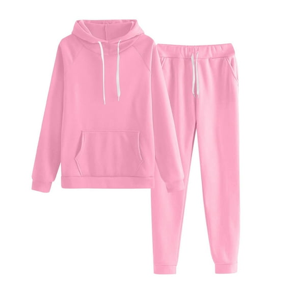 RPVATI 2 Piece Sets for Women Plus Size Sweatsuits Lounge Fall Long Sleeve Hooded Sweatshirt Baggy Wide Leg Sweatpants Casual Holiday Winter Tracksuit Pink M