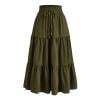 RPVATI Floral Skirts for Women Petite Floral Boho Drawstring Elastic High Waisted A Line Skirts Summer Tiered Casual Flowy Lightweight Pleated Maxi Skirt Army Green M