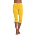 thumbnail image 1 of RPVATI High Waisted Capri Leggings for Women Athletic Tummy Control Knee Length Yoga Pants Lounge Slimming Cropped Leggings Yellow S, 1 of 3