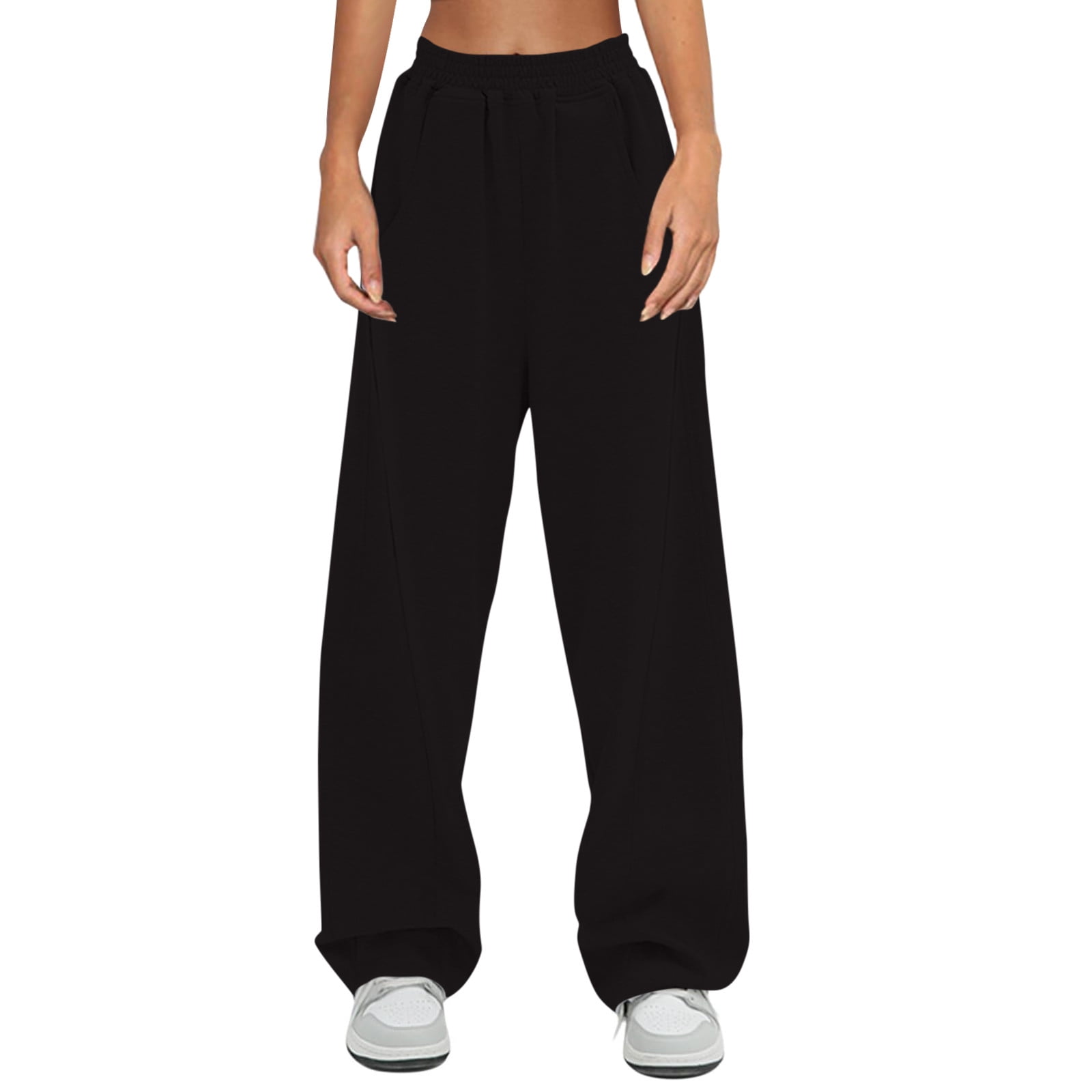 RPVATI Ladies Sweatpants With Pockets Clearance Elastic Waist Loose Fit ...