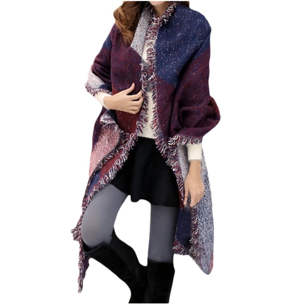 RPVATI Scarves for Women Winter Warm Open Front Poncho Gifts Cape Cold