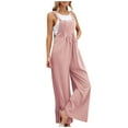 thumbnail image 1 of RPVATI Linen Baggy Overalls for Women Adjustable Straps Wide Leg Jumpsuit Lightweight Stretchy Sleeveless Maternity Overalls Pink XXL, 1 of 5