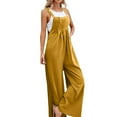 thumbnail image 1 of RPVATI Linen Overalls for Women Loose Fit Summer Adjustable Strap Wide Leg Jumpsuits Casual Baggy Palazzo Pants Rompers 2025 Yellow XXL, 1 of 5