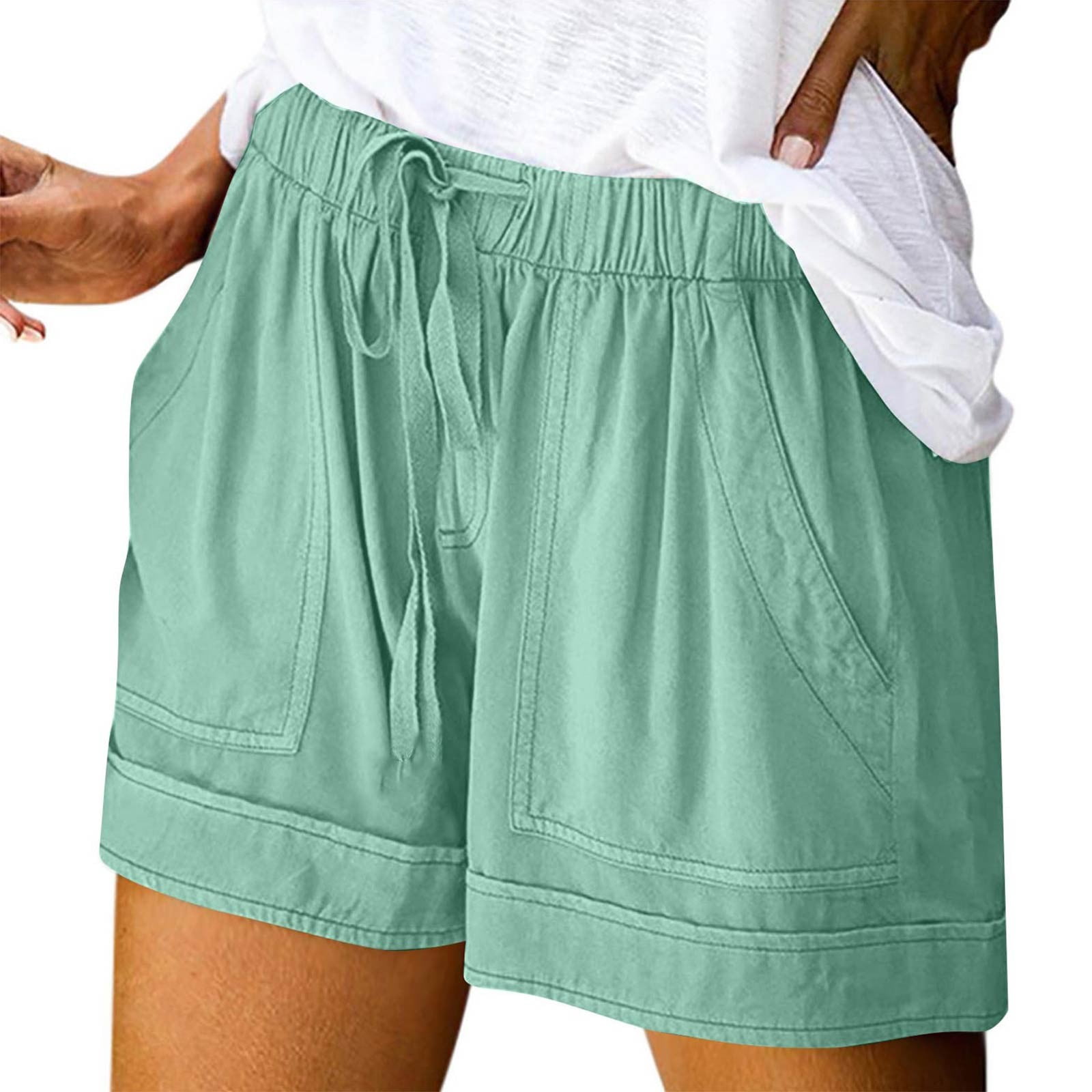 Elastic Waist Cotton Linen Shorts