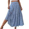 thumbnail image 1 of RPVATI Long Skirts for Women Cotton Flowy Casual Boho Floral A Line Skirts Elastic High Waisted Beach Comfy Vacation Maxi Skirt Blue S, 1 of 9