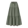 RPVATI Maxi Skirts for Women Petite Linen Drawstring Boho High Waisted A Line Skirts Summer Tiered Trendy Pleated Flowy Ruffled Skirt Green M